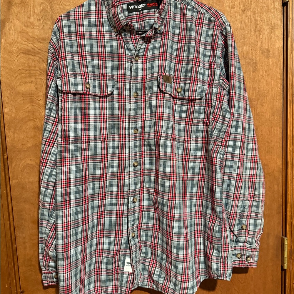 Wrangler Red and Gray Plaid Button-Down Shirt Vented - 75 Years Wrangler Edition